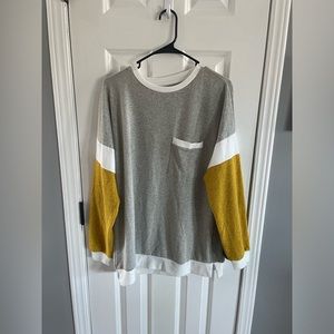 Gray and Yellow Pocket Long Sleeve Shirt